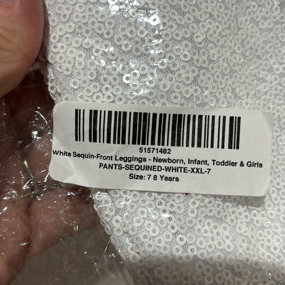White sequined front leggings 7/8 new with tags stretchy elastic waist - Picture 8 of 8